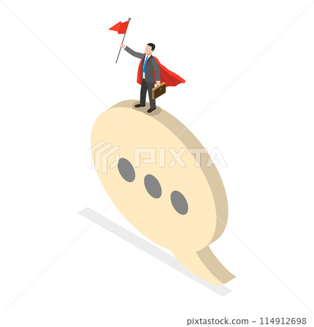 3D Isometric Flat  Illustration of High Communication Skill, Storytelling or Explanation 114912698