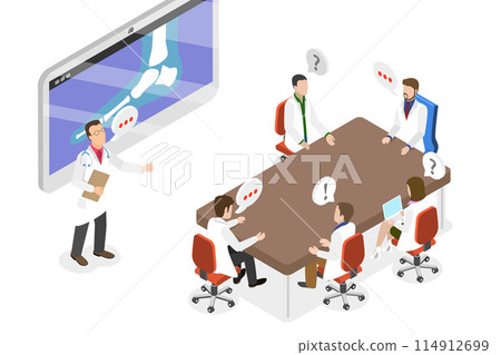3D Isometric Flat  Illustration of Medical Conference, Science Presentation 114912699
