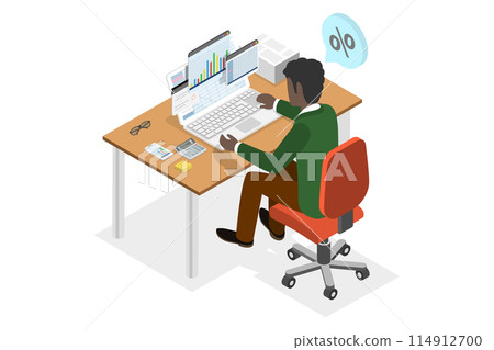 3D Isometric Flat  Illustration of Electronic Invoice, Accounting and Financial Management 114912700