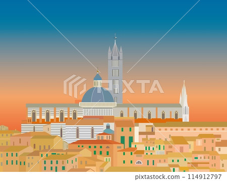 Siena, Siena Cathedral, Duomo di Siena, Tuscany, Evening view Siena, Siena Cathedral, Duomo di Siena, Tuscany, Evening view 114912797