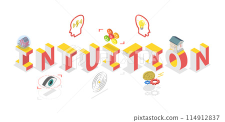 3D Isometric Flat  Conceptual Illustration of Intuition, Inner Feelings and Sensations, Unconsciously Decisions Making 114912837