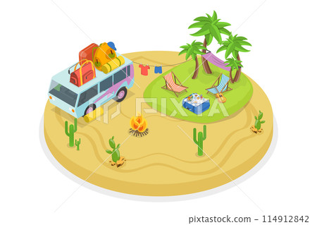 3D Isometric Flat  Icon of Camping Vacation, Outdoor Recreational Activities 114912842