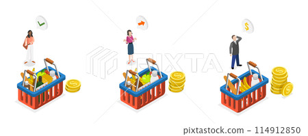 3D Isometric Flat Conceptual Illustration of Consumer Price Index Growth , Inflation and Financial Crisis 3D Isometric Flat Conceptual Illustration of Consumer Price Index Growth , Inflation and Financial Crisis 114912850