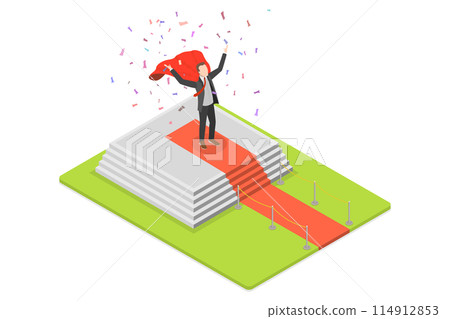 3D Isometric Flat Conceptual Illustration of Super Hero Businessman, VIP Event, Luxury Celebration 3D Isometric Flat Conceptual Illustration of Super Hero Businessman, VIP Event, Luxury Celebration 114912853
