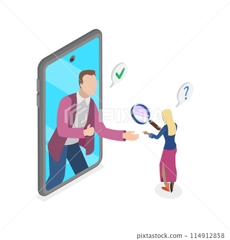 3D Isometric Flat  Conceptual Illustration of KYC, Know Your Customer, Anti-Money Laundering Guidelines 114912858