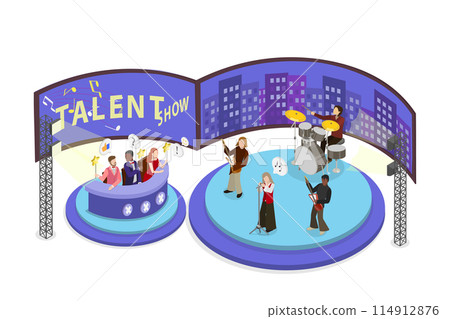 3D Isometric Flat Conceptual Illustration of Talents Show, Performance in Public 3D Isometric Flat Conceptual Illustration of Talents Show, Performance in Public 114912876