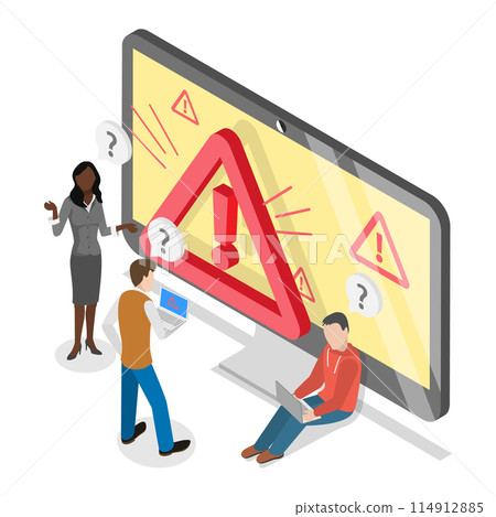 3D Isometric Flat Conceptual Illustration of Error Warning, Online Scam Alert 3D Isometric Flat Conceptual Illustration of Error Warning, Online Scam Alert 114912885