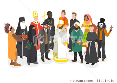 3D Isometric Flat Set of People Of Different Religious, Diversity and Equal Rights for Everybody 3D Isometric Flat Set of People Of Different Religious, Diversity and Equal Rights for Everybody 114912910