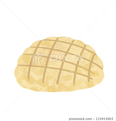 Hand-drawn illustration of melon bread with texture 114914803