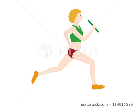 Illustration of a women's relay event in track and field. 114915589