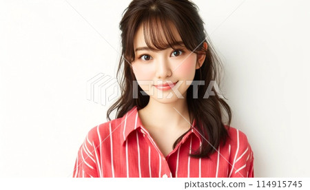 A young woman looking at the camera A young woman looking at the camera 114915745