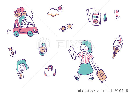 Traveling girl - driving a car 114916348
