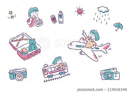 Traveling girl - airplane 114916349