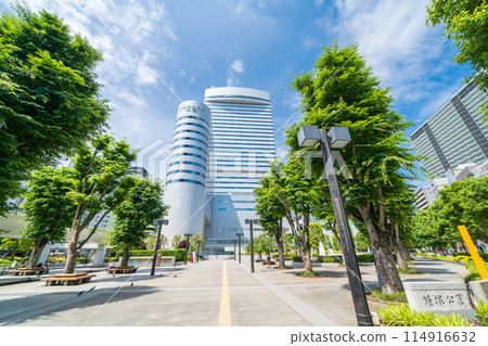 "Saitama Prefecture" Scenery of Kanezuka Park and Omiya Sonic City with fresh greenery 114916632