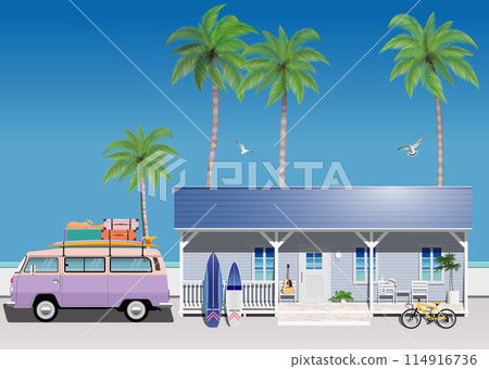Beach landscape illustration 114916736