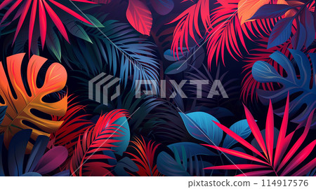 tropical jungle exotic leaf abstract background wallpaper 114917576