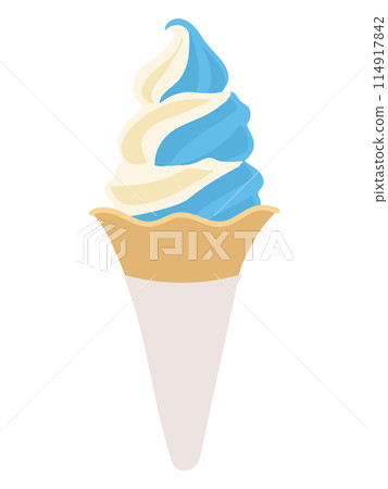 Ramune milk soft serve ice cream illustration 114917842