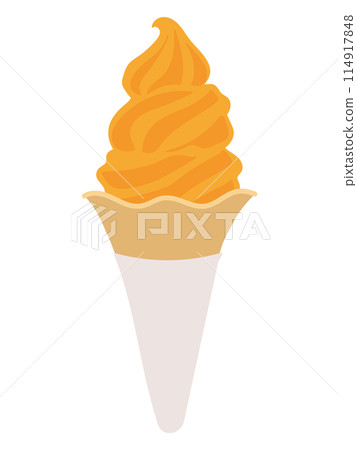 Mandarin orange soft serve ice cream illustration 114917848