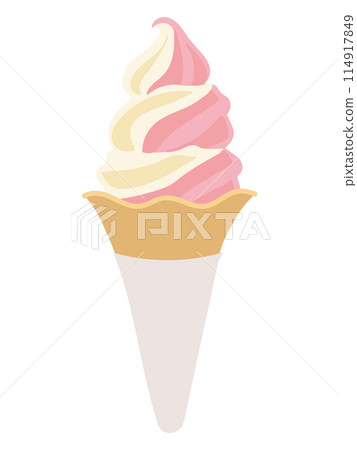 Strawberry milk soft serve ice cream illustration 114917849