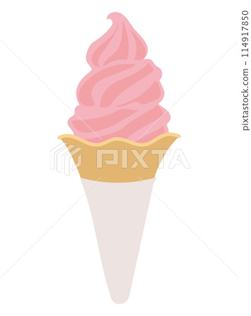 Strawberry soft serve ice cream illustration 114917850