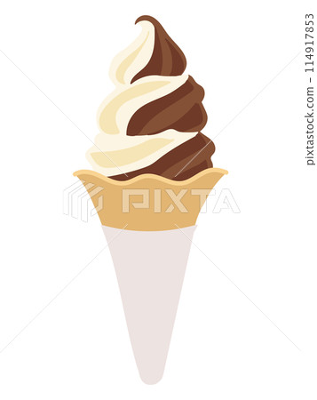 Milk chocolate soft serve ice cream illustration Milk chocolate soft serve ice cream illustration 114917853