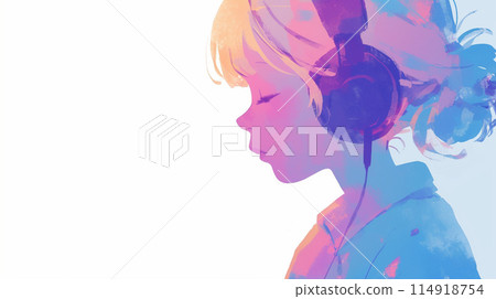 戴著耳機的簡單女孩 114918754