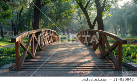 Wooden Bridge in the Park 114920948