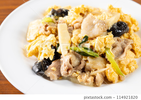 美味的中國豬肉和雞蛋醬 美味的中國豬肉和雞蛋醬 114921820
