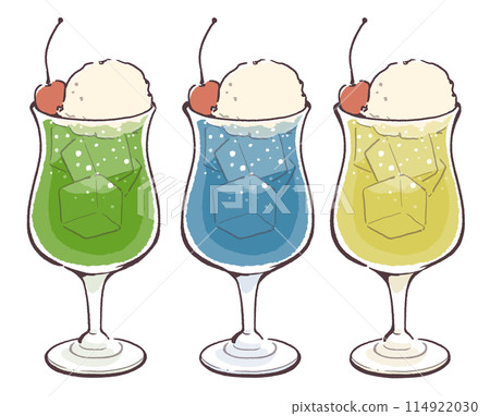 奶油汽水哈密瓜味、藍色夏威夷口味、檸檬汽水 114922030