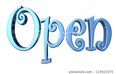 3DCG three-dimensional letters "Open/Opening Commemoration" Blue, Blue 114922075