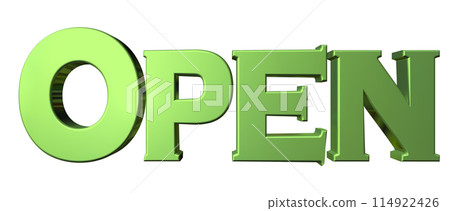 3DCG three-dimensional letters "Open/Opening Commemoration" Green, Green 114922426