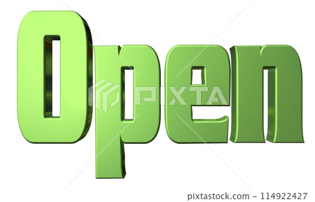 3DCG three-dimensional letters "Open/Opening Commemoration" Green, Green 3DCG three-dimensional letters "Open/Opening Commemoration" Green, Green 114922427