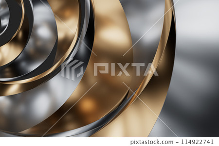 Metallic curve geometry background, 3d rendering. 114922741