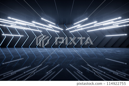 Dark room with lamp lighting illumination, 3d Dark room with lamp lighting illumination, 3d 114922755