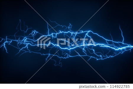 Blue lightning with dark background, 3d rendering. 114922785
