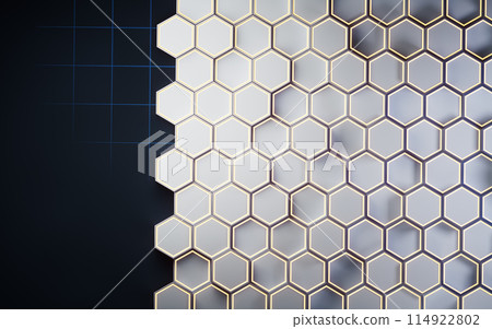 Metallic hexagon material background, 3d Metallic hexagon material background, 3d 114922802