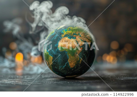 Earth Shrouded in Smoke,An Artistic Depiction of Pollution and Its Global Environmental Impact 114922996