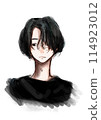Bust-up illustration of a man with center-parted black hair 114923012