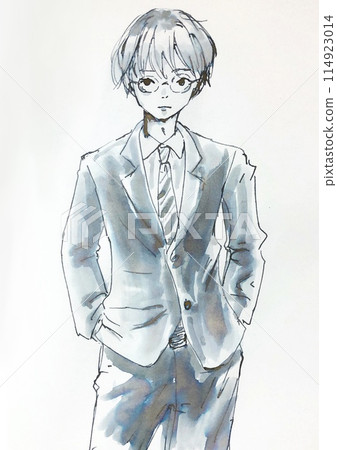 Analog illustration of a man in a suit Analog illustration of a man in a suit 114923014