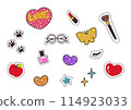 Hand-drawn illustration set of Heisei retro style stickers 114923033