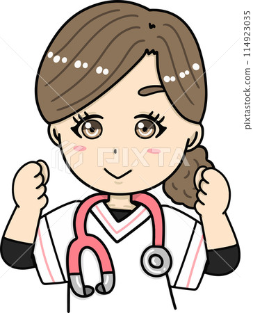 Illustration of a cheering nurse Illustration of a cheering nurse 114923035