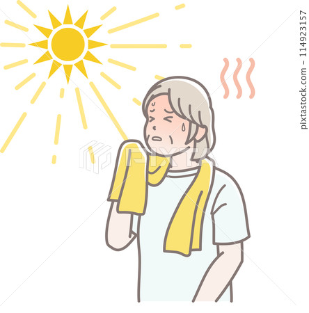 一名老年婦女因高溫而中暑的插圖 114923157