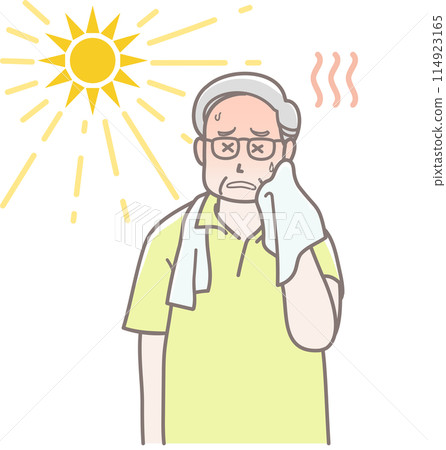 一名老人因高溫中暑的插圖 一名老人因高溫中暑的插圖 114923165
