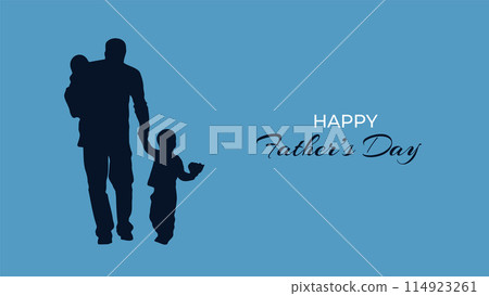 Celebrate fatherhood with our Happy Fathers Day card design for Dad and Son. Perfect for Dads birthday or our first Fathers Day together. Vector graphic illustration. 114923261