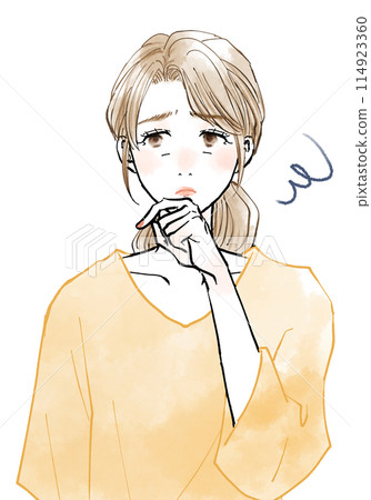 一個陷入困境的中年婦女的插圖 114923360