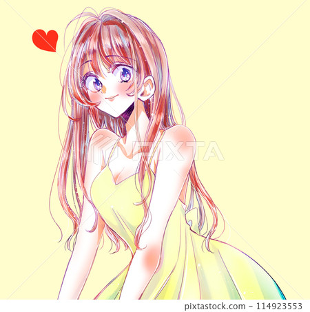 長髮微笑的性感女人 114923553