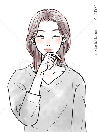 中年婦女用手摀住嘴巴微笑 114923574