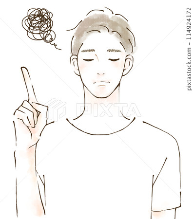 一個帶著震驚和悲傷的表情壓力的男人的插圖 一個帶著震驚和悲傷的表情壓力的男人的插圖 114924172