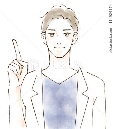 Illustration of a male doctor explaining the solution point, hand-drawn, simple Illustration of a male doctor explaining the solution point, hand-drawn, simple 114924174