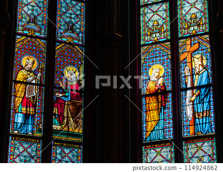 Cathedral of the holy cross, Orleans, France, stained glasses 114924862